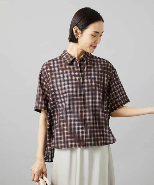 MICHEL KLEIN(ミッシェル・クラン)の「シアーチェックシャツ(シャツ/ブラウス・レディース・ブラウン/ダークラベンダー・38)」の21枚目の写真