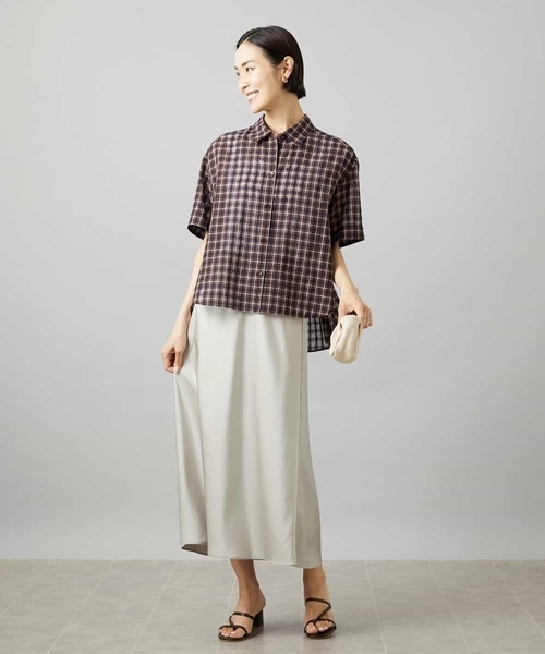 MICHEL KLEIN(ミッシェル・クラン)の「シアーチェックシャツ(シャツ/ブラウス・レディース・ブラウン/ダークラベンダー・38)」の22枚目の写真