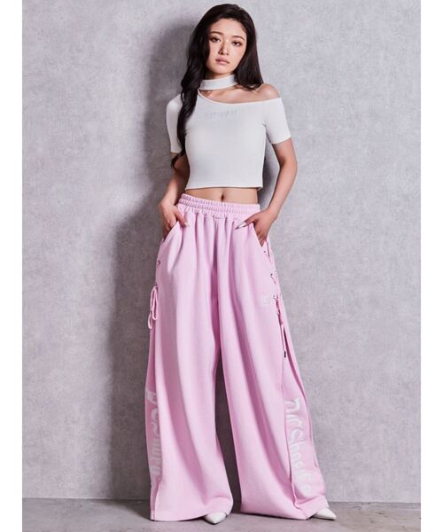 GYDA(ジェイダ)の「GYDA×DC SIDE LACE UP WIDEパンツ(スウェットパンツ・レディース・ブラック/オフホワイト/ピンク・FREE)」の22枚目の写真