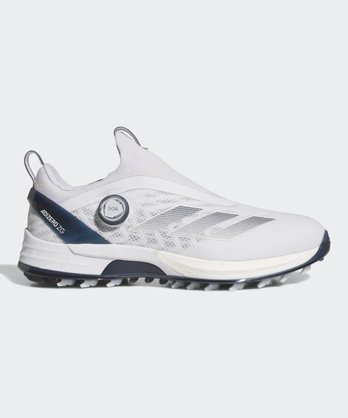 adidas(アディダス)の「アディゼロ ZG 25 ボア【adidas Golf/アディダスゴルフ】(スニーカー・メンズ・ホワイト×ネイビー・29.0cm/26.0cm/27.0cm/26.5cm/27.5cm/28.0cm/28.5cm/25.5cm/25.0cm/24.5cm)」の1枚目の写真