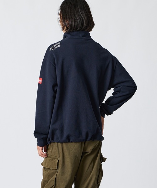 Manhattan Portage（マンハッタンポーテージ）の「【WEB先行予約】[MANHATTAN PORTAGE/マンハッタンポーテージ] 別注 ワンポイントロゴ刺繍 ハーフスナップスウェット（スウェット・レディース・ワイン/ブラック/ネイビー・XL/L/M/S）」の11枚目の写真
