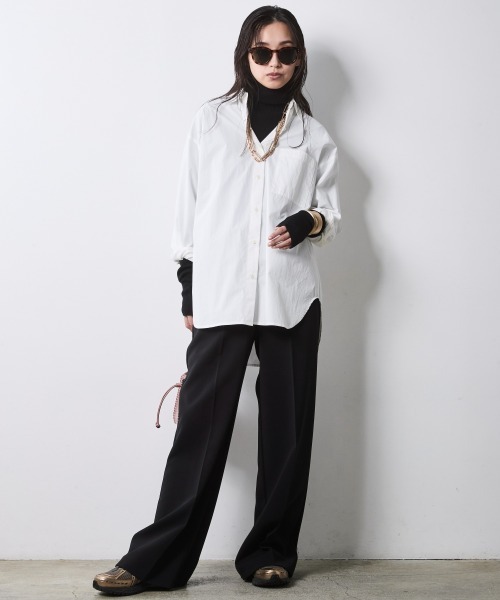 CHIC STYLE(シックスタイル)の「ベーシックシャツ<大きいサイズ有>シックスタイル(シャツ/ブラウス・レディース・オフホワイト/ブルー・L/M/5L/4L/3L/LL)」の21枚目の写真