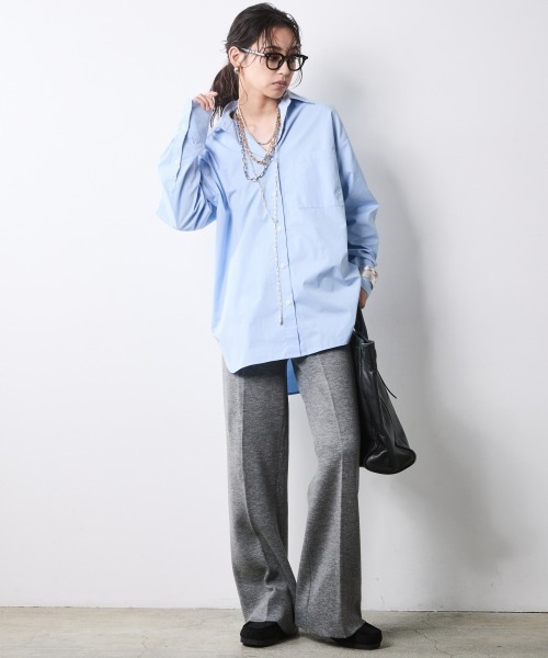 CHIC STYLE(シックスタイル)の「ベーシックシャツ<大きいサイズ有>シックスタイル(シャツ/ブラウス・レディース・オフホワイト/ブルー・L/M/5L/4L/3L/LL)」の5枚目の写真