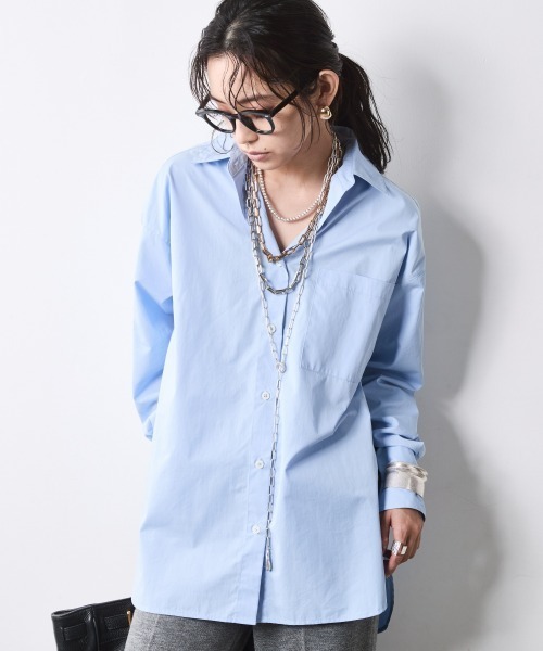 CHIC STYLE(シックスタイル)の「ベーシックシャツ<大きいサイズ有>シックスタイル(シャツ/ブラウス・レディース・オフホワイト/ブルー・L/M/5L/4L/3L/LL)」の7枚目の写真