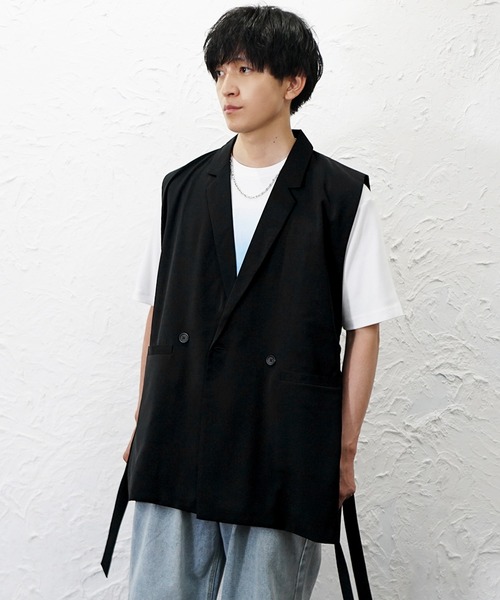 MinoriTY(マイノリティ)の「【MinoriTY】とろみロングジレ メンズ ウィメンズ ユニセックス(その他アウター・メンズ・ブラック/ライトグレー・L/M)」の5枚目の写真