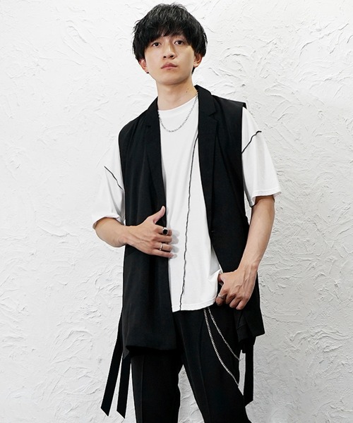 MinoriTY(マイノリティ)の「【MinoriTY】とろみロングジレ メンズ ウィメンズ ユニセックス(その他アウター・メンズ・ブラック/ライトグレー・L/M)」の4枚目の写真