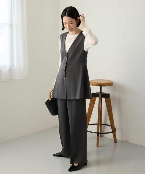 Aunely(オーネリー)の「【Aunely】しわレス美シルエットセンタープレスワイドスラックスパンツ/セットアップ対応<YOSOOIシリーズ>(その他パンツ・レディース・ネイビー/チャコールグレー/ブラウン/ブラウン系/グレー系/ブラック・S/M/L)」の12枚目の写真