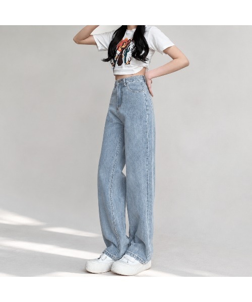 Carpe Diem(カルペディエム)の「ハイウエストワイドデニムパンツ(デニムパンツ・レディース・チャコールグレー/ブラック/ダークブルー/ライトブルー・XL/M/L/S)」の6枚目の写真