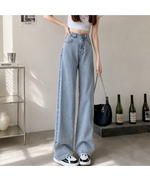 Carpe Diem(カルペディエム)の「ハイウエストワイドデニムパンツ(デニムパンツ・レディース・チャコールグレー/ブラック/ダークブルー/ライトブルー・XL/M/L/S)」の7枚目の写真