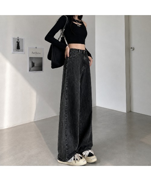 Carpe Diem(カルペディエム)の「ハイウエストワイドデニムパンツ(デニムパンツ・レディース・チャコールグレー/ブラック/ダークブルー/ライトブルー・XL/M/L/S)」の15枚目の写真
