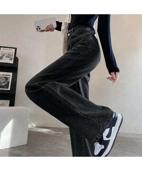 Carpe Diem(カルペディエム)の「ハイウエストワイドデニムパンツ(デニムパンツ・レディース・チャコールグレー/ブラック/ダークブルー/ライトブルー・XL/M/L/S)」の16枚目の写真