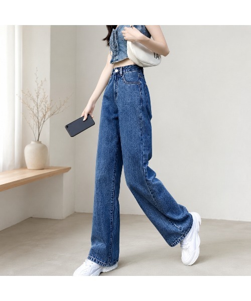 Carpe Diem(カルペディエム)の「ハイウエストワイドデニムパンツ(デニムパンツ・レディース・チャコールグレー/ブラック/ダークブルー/ライトブルー・XL/M/L/S)」の20枚目の写真