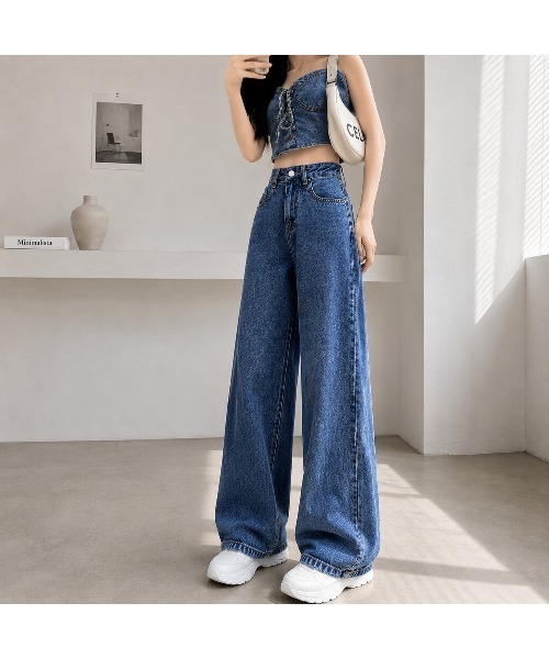 Carpe Diem(カルペディエム)の「ハイウエストワイドデニムパンツ(デニムパンツ・レディース・チャコールグレー/ブラック/ダークブルー/ライトブルー・XL/M/L/S)」の21枚目の写真