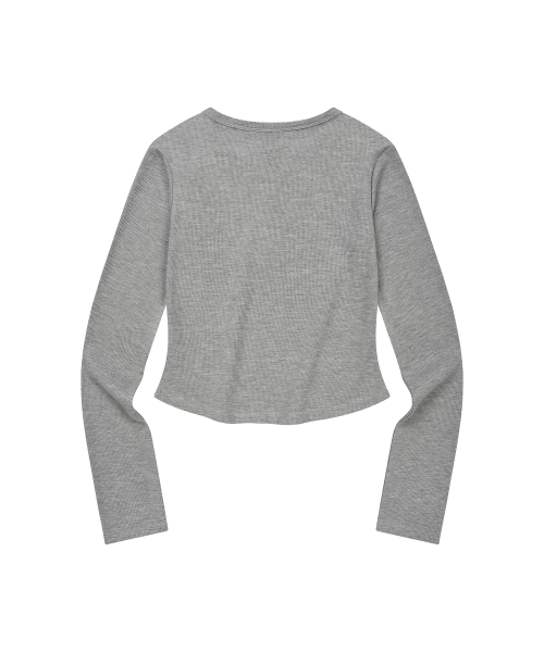 LMR(エルエムアール)の「レタリンググラフィックワッフルヘンリーネック長袖TシャツGREY(Tシャツ/カットソー・レディース・チャコールグレー・SMALL/MEDIUM)」の3枚目の写真