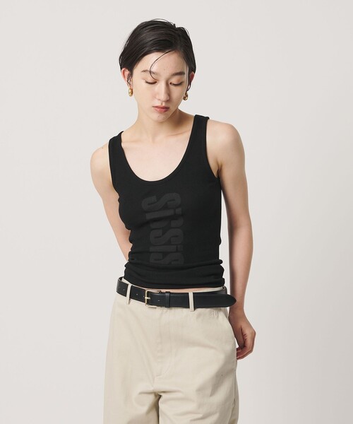 ER(イーアール)の「<ER>SIS グラフィック リブ タンクトップ(Tシャツ/カットソー・レディース・ホワイト/ブラック・FREE)」の18枚目の写真