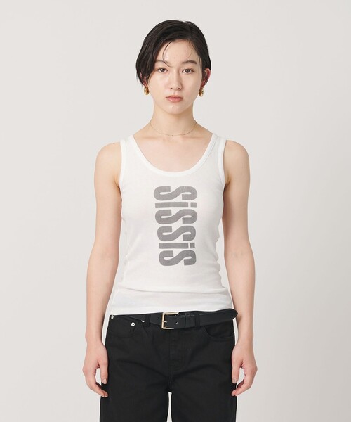 ER(イーアール)の「<ER>SIS グラフィック リブ タンクトップ(Tシャツ/カットソー・レディース・ホワイト/ブラック・FREE)」の17枚目の写真
