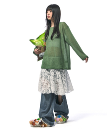 シースルーロングスリーブTシャツグリーン