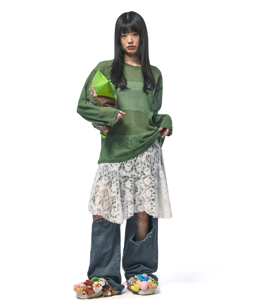 C WEAR BY THE GENIUS(シーウェアバイザジーニアス)の「シースルーロングスリーブTシャツグリーン(Tシャツ/カットソー・レディース・その他・size1/size3)」の2枚目の写真
