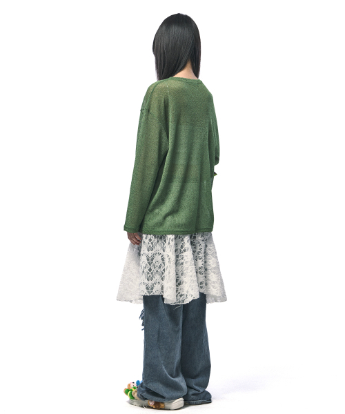 C WEAR BY THE GENIUS(シーウェアバイザジーニアス)の「シースルーロングスリーブTシャツグリーン(Tシャツ/カットソー・レディース・その他・size1/size3)」の4枚目の写真