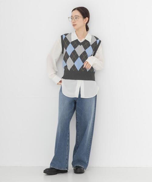 URBAN RESEARCH(アーバンリサーチ)の「キュプラ2wayシャツ(シャツ/ブラウス・レディース・チャコールグレー/ブラウン/ブルー系その他/オフホワイト・FREE)」の7枚目の写真