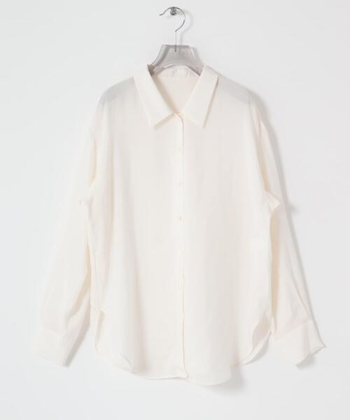 URBAN RESEARCH(アーバンリサーチ)の「キュプラ2wayシャツ(シャツ/ブラウス・レディース・チャコールグレー/ブラウン/ブルー系その他/オフホワイト・FREE)」の8枚目の写真