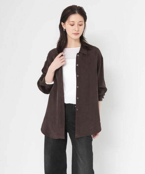 URBAN RESEARCH(アーバンリサーチ)の「キュプラ2wayシャツ(シャツ/ブラウス・レディース・チャコールグレー/ブラウン/ブルー系その他/オフホワイト・FREE)」の19枚目の写真