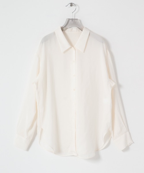 URBAN RESEARCH(アーバンリサーチ)の「キュプラ2wayシャツ(シャツ/ブラウス・レディース・チャコールグレー/ブラウン/ブルー系その他/オフホワイト・FREE)」の2枚目の写真