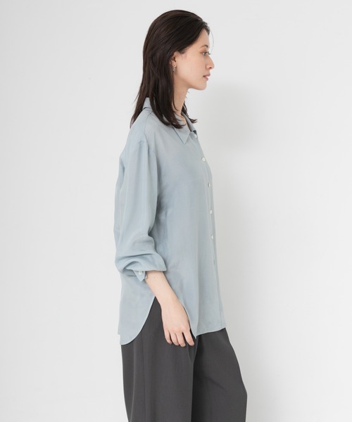 URBAN RESEARCH(アーバンリサーチ)の「キュプラ2wayシャツ(シャツ/ブラウス・レディース・チャコールグレー/ブラウン/ブルー系その他/オフホワイト・FREE)」の9枚目の写真