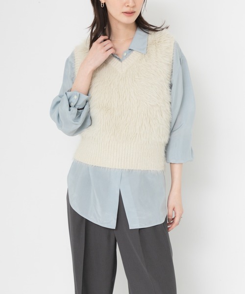 URBAN RESEARCH(アーバンリサーチ)の「キュプラ2wayシャツ(シャツ/ブラウス・レディース・チャコールグレー/ブラウン/ブルー系その他/オフホワイト・FREE)」の10枚目の写真