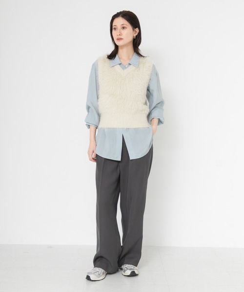 URBAN RESEARCH(アーバンリサーチ)の「キュプラ2wayシャツ(シャツ/ブラウス・レディース・チャコールグレー/ブラウン/ブルー系その他/オフホワイト・FREE)」の11枚目の写真