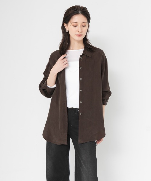 URBAN RESEARCH(アーバンリサーチ)の「キュプラ2wayシャツ(シャツ/ブラウス・レディース・チャコールグレー/ブラウン/ブルー系その他/オフホワイト・FREE)」の13枚目の写真