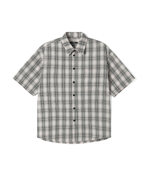 ADHOC(アドホック)の「メンズ チェック 半袖 ベーシック シャツ (O-WHITE) (HC6SSA1)(シャツ/ブラウス・メンズ・その他・100/95/105)」の2枚目の写真