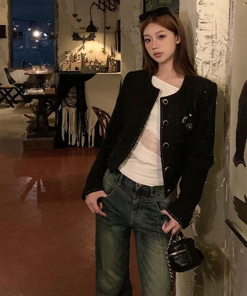 meJane(ミージェーン)の「レースカットアウト ワンショルダートップス(Tシャツ/カットソー・レディース・ホワイト/ブラック・FREE)」の16枚目の写真
