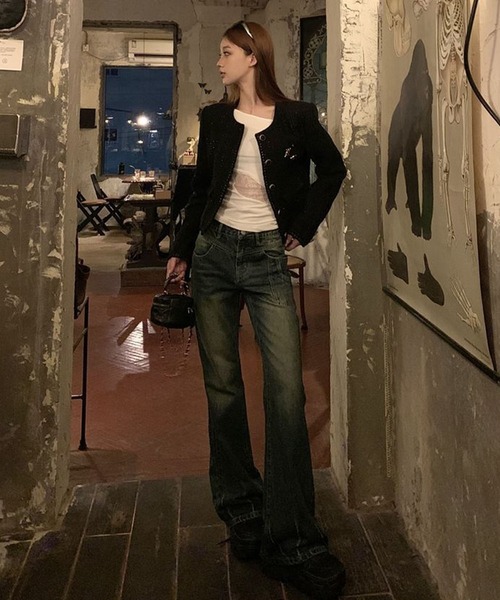 meJane(ミージェーン)の「レースカットアウト ワンショルダートップス(Tシャツ/カットソー・レディース・ホワイト/ブラック・FREE)」の7枚目の写真