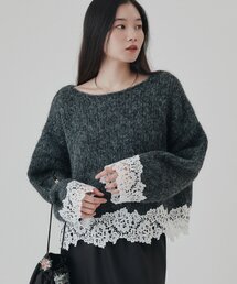 レースドッキングニット