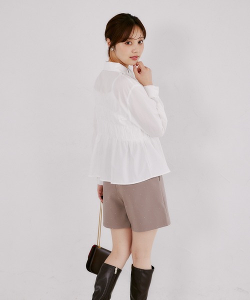 tocco closet(トッコ クローゼット)の「フロントシャーリングペプラムブラウス(シャツ/ブラウス・レディース・ネイビー/オフホワイト・M)」の8枚目の写真