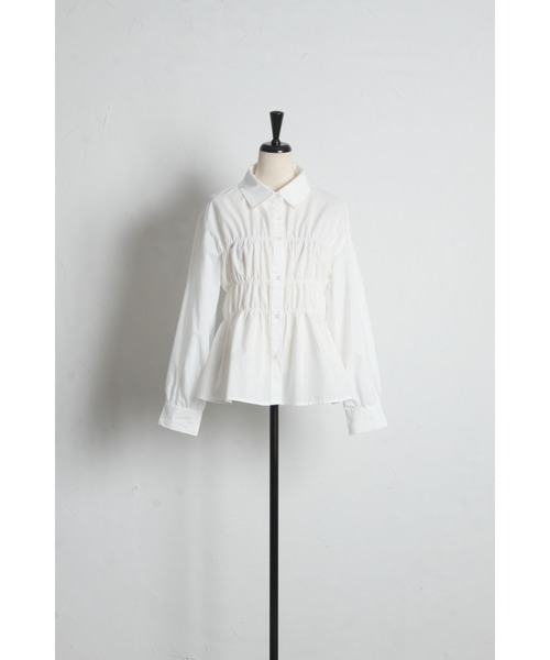 tocco closet(トッコ クローゼット)の「フロントシャーリングペプラムブラウス(シャツ/ブラウス・レディース・ネイビー/オフホワイト・M)」の21枚目の写真