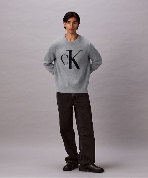 Calvin Klein（カルバン・クライン）の「ニット - モノグラムロゴセーター（ニット/セーター・メンズ・ブラック/グレー・L/M/S）」の10枚目の写真