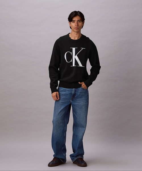 Calvin Klein（カルバン・クライン）の「ニット - モノグラムロゴセーター（ニット/セーター・メンズ・ブラック/グレー・L/M/S）」の5枚目の写真