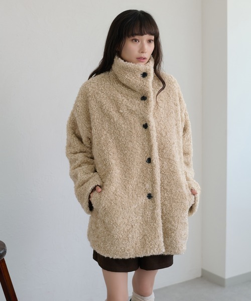 apres jour clair(アプレジュールクレア)の「【apres jour clair】プードルコート(ダウンジャケット/コート・レディース・グレイッシュベージュ/アイボリー/ホワイト・X-LARGE/フリー)」の9枚目の写真