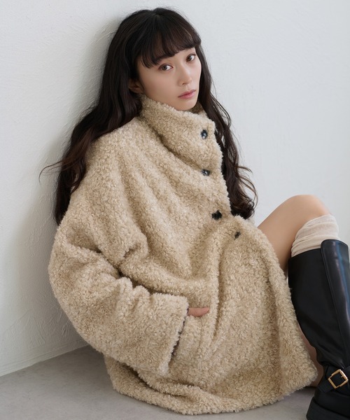 apres jour clair(アプレジュールクレア)の「【apres jour clair】プードルコート(ダウンジャケット/コート・レディース・グレイッシュベージュ/アイボリー/ホワイト・X-LARGE/フリー)」の14枚目の写真