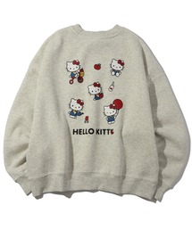 【SANRIO/サンリオ】キャラクターデザイン サガラ刺繍&チェック柄イニシャル ワイドシルエット 裏起毛スウェットトレーナー