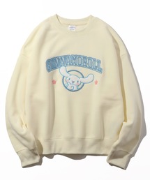 【SANRIO/サンリオ】キャラクターデザイン サガラ刺繍&チェック柄イニシャル ワイドシルエット 裏起毛スウェットトレーナー