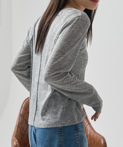 TRIANGLE PALETTE(トライアングルパレット)の「シアーリブクルーネック 長袖 カーディガン(Tシャツ/カットソー・レディース・ブラック/ブラウン/グレー/アイボリー・FREE)」の20枚目の写真