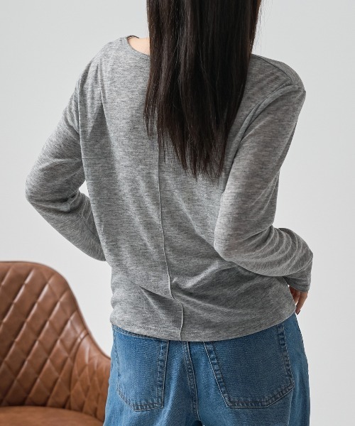 TRIANGLE PALETTE(トライアングルパレット)の「シアーリブクルーネック 長袖 カーディガン(Tシャツ/カットソー・レディース・ブラック/ブラウン/グレー/アイボリー・FREE)」の21枚目の写真