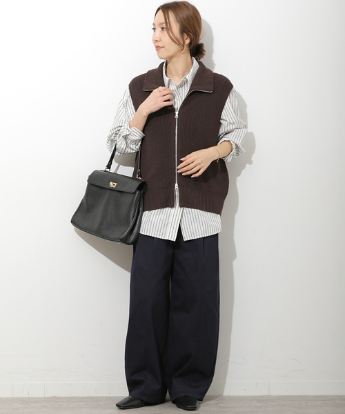 JOURNAL STANDARD relume（ジャーナルスタンダード　レリューム）の「2タックバレルレッグコットンパンツ（その他パンツ・レディース・ベージュ/ネイビー・38/36）」の9枚目の写真