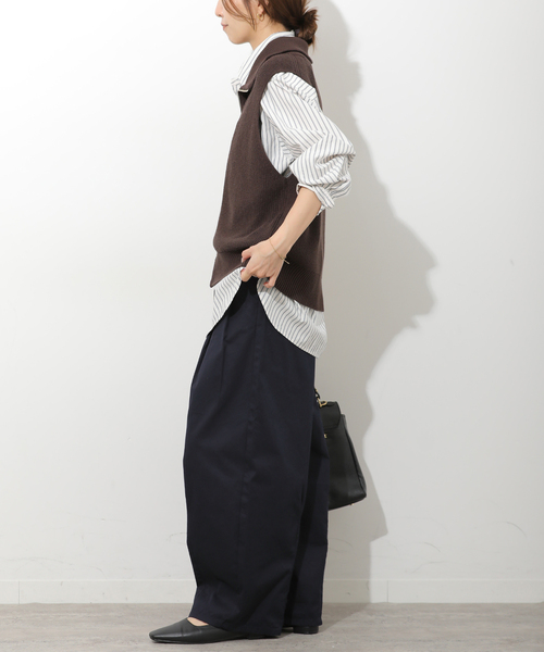 JOURNAL STANDARD relume（ジャーナルスタンダード　レリューム）の「2タックバレルレッグコットンパンツ（その他パンツ・レディース・ベージュ/ネイビー・38/36）」の10枚目の写真