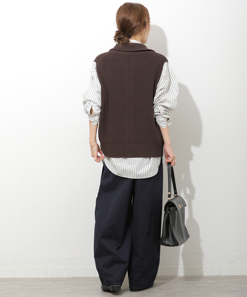 JOURNAL STANDARD relume（ジャーナルスタンダード　レリューム）の「2タックバレルレッグコットンパンツ（その他パンツ・レディース・ベージュ/ネイビー・38/36）」の11枚目の写真