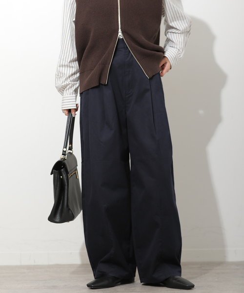 JOURNAL STANDARD relume（ジャーナルスタンダード　レリューム）の「2タックバレルレッグコットンパンツ（その他パンツ・レディース・ベージュ/ネイビー・38/36）」の12枚目の写真