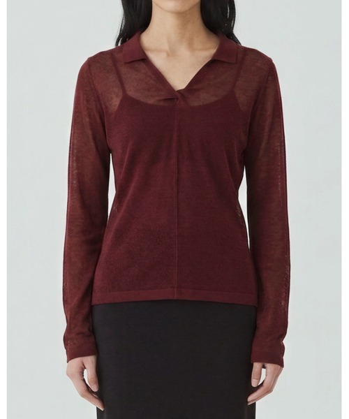kiehtova(キエトヴァ)の「【kiehtova】SHEER TWIST KNIT TOPS/シアーツイストニットトップス(Tシャツ/カットソー・レディース・ホワイト/ブラック/ライトブルー/ボルドー・FREE)」の4枚目の写真
